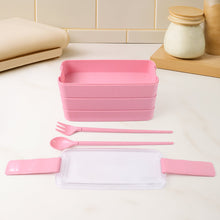 Eco-Friendly 3-Layer Stackable Lunch Box Set with Cutlery